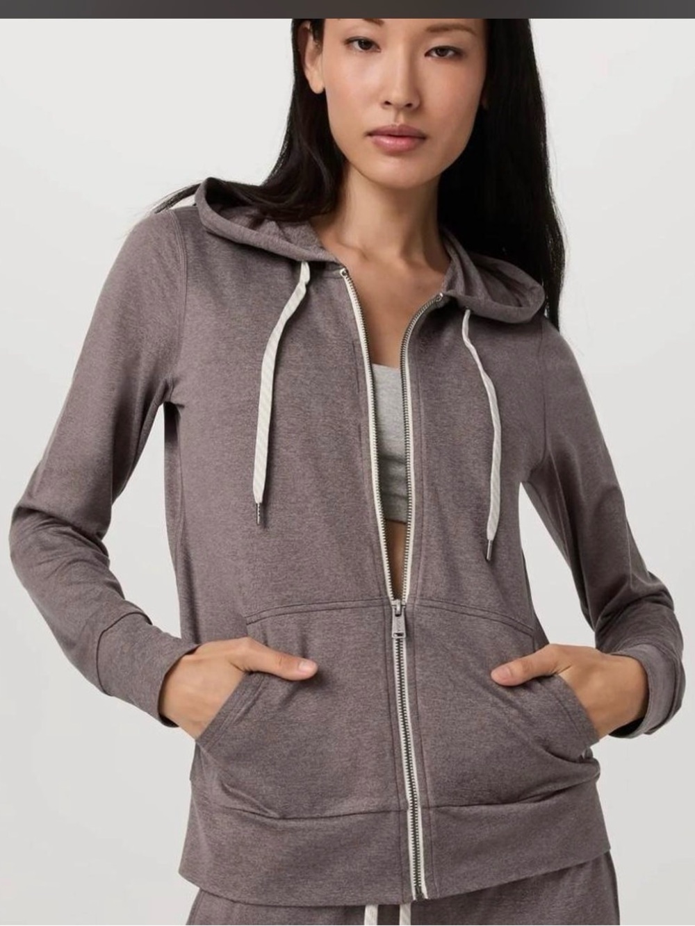 Vuori Zip Hoodie in Mauve-Gray